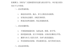 小学篮球社团训练内容安排怎么写